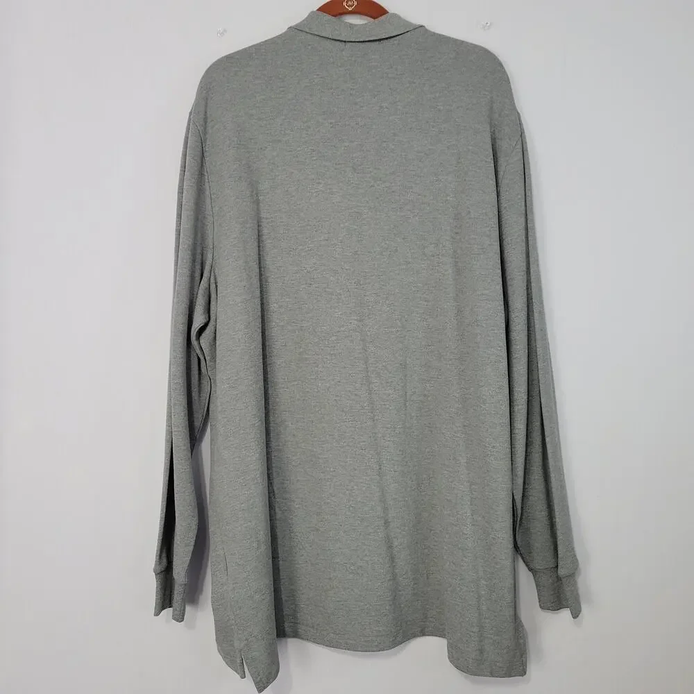 POLO Ralph Lauren Classic Fit Long Sleeve Polo Shirt size XXL Gray Pony, New